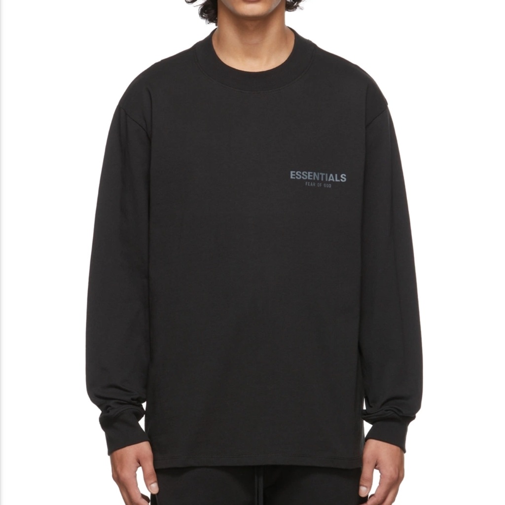 Essentials Black Logo Long Sleeve T-Shirt Men’s Size Small